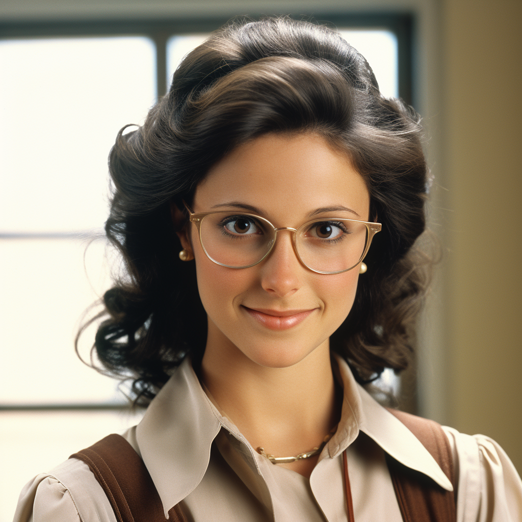 Julia Louis-Dreyfus Claire Kent glasses ponytail 1978 movie