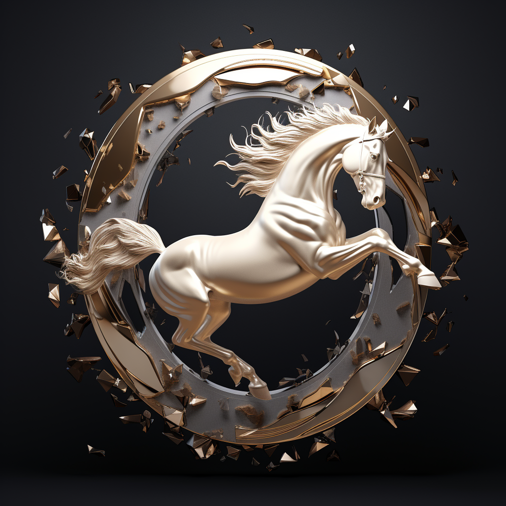 Metallic jumping horse plate decor