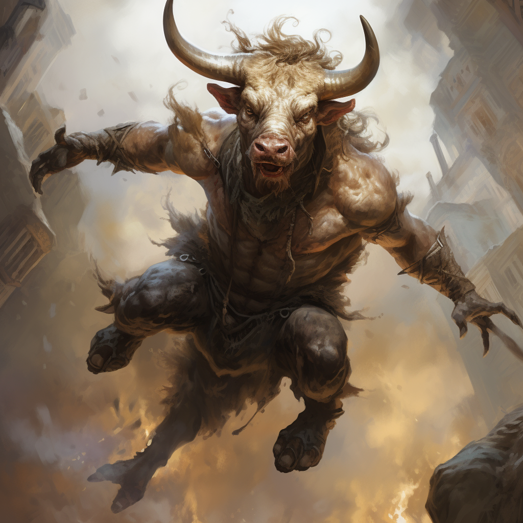 Powerful Minotaur preparing to strike