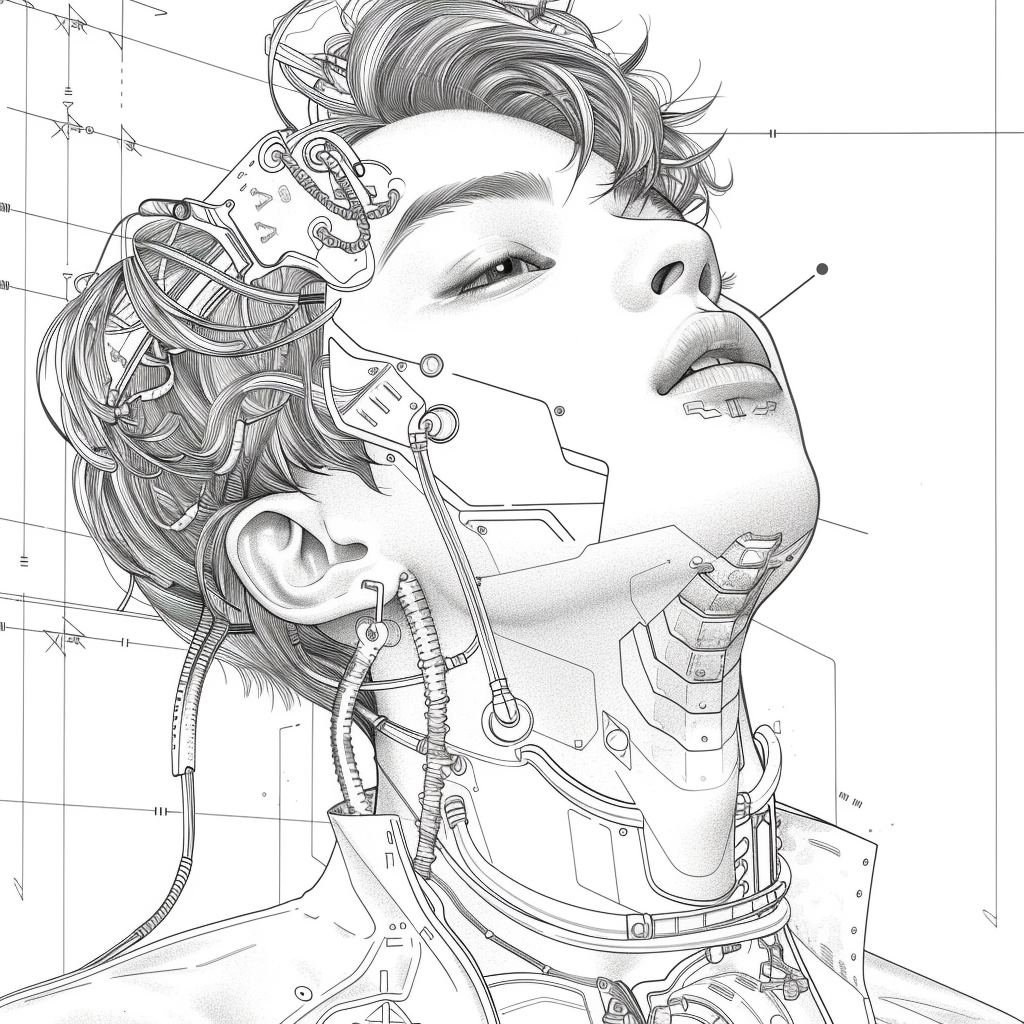 Jungkook idol futuristic coloring page