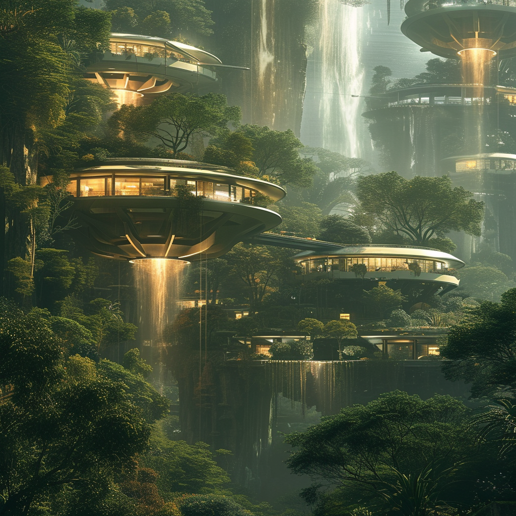 Futuristic Buildings in Jungle