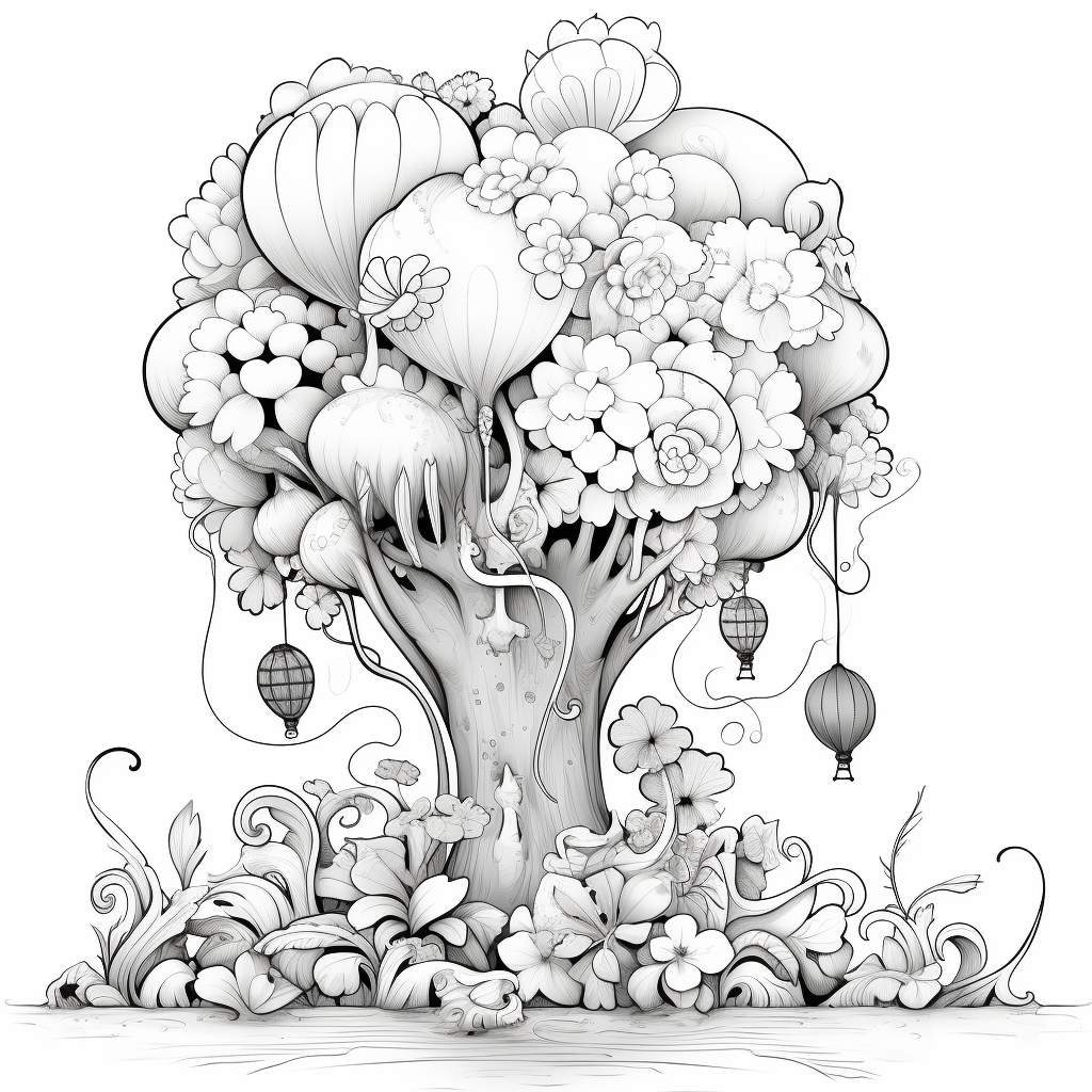 Coloring page of Jungle Hawaiian Balloon Number Nine