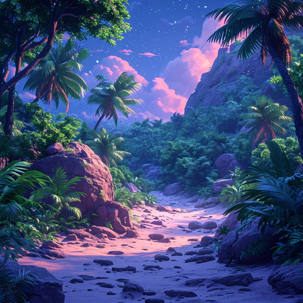 Cartoon Jungle at Night