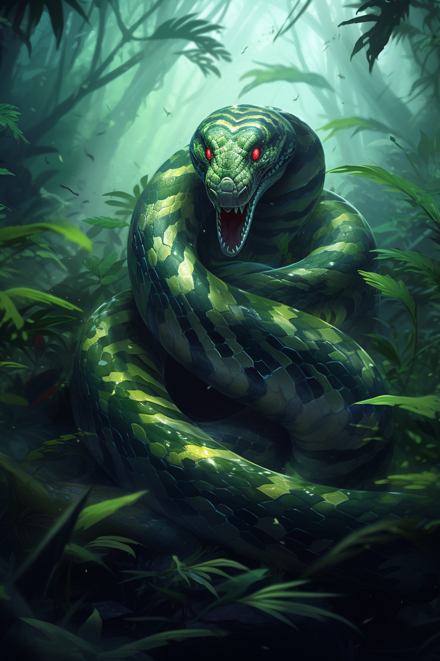 Snake slithering through jungle grass