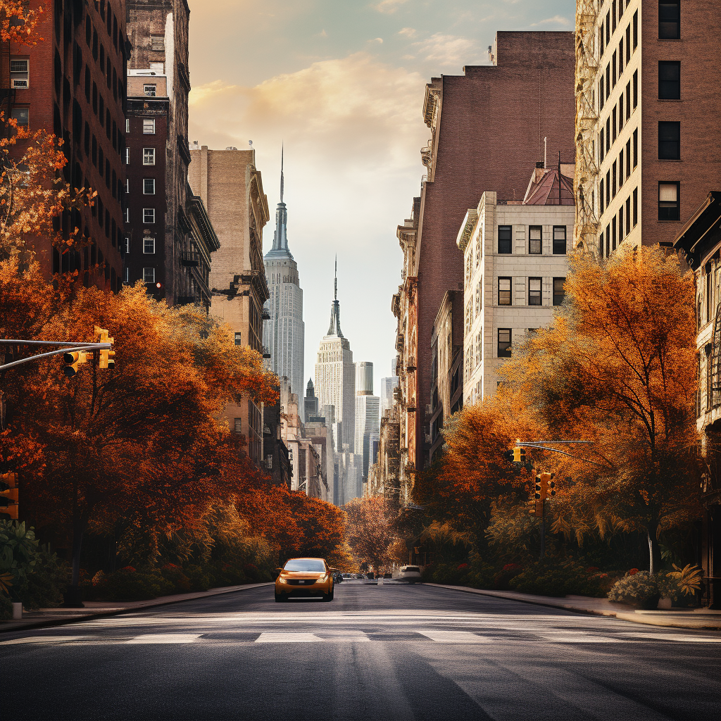 Autumn-themed modern jungle street wallpaper