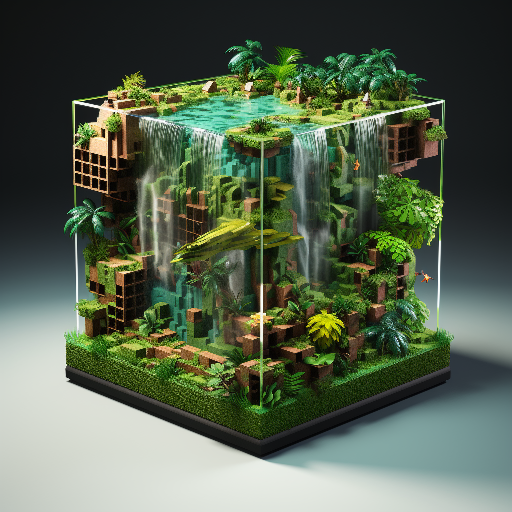 3D blockchain with jungle visual