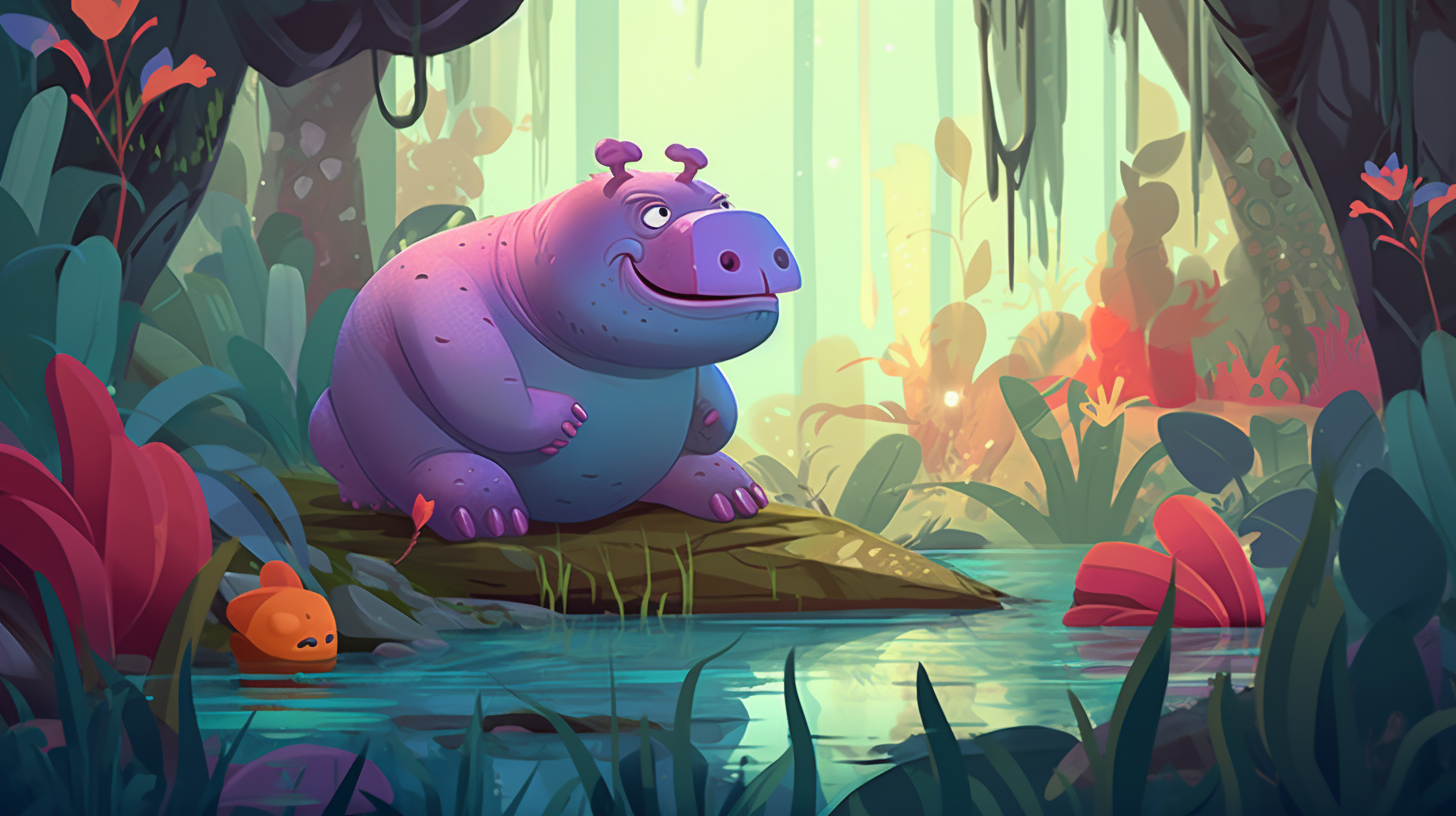 Playful Hippopotamus in Jungle Game