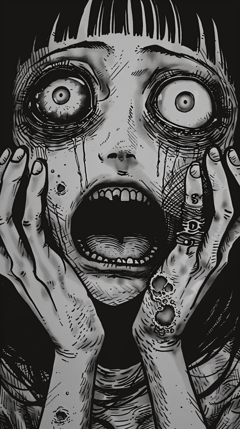 Scary Junji Ito inspired faces