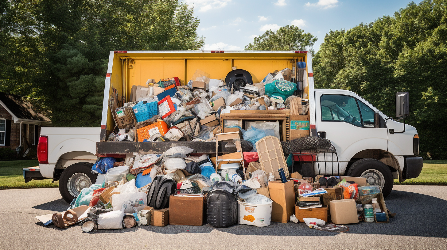 Neatly piled junk removal items