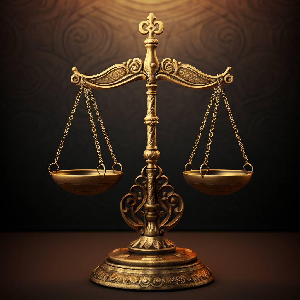 Justice scales on simple background