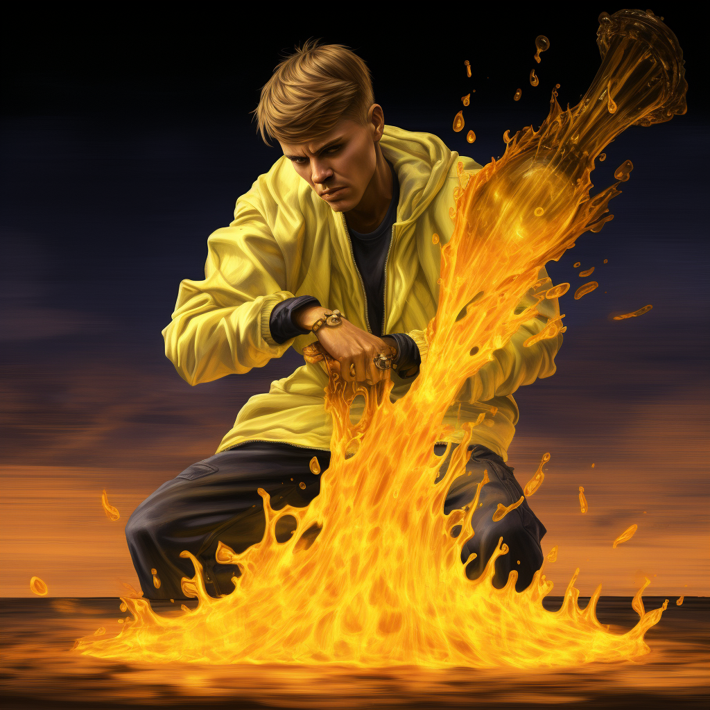 Justin Bieber pouring oil on fire