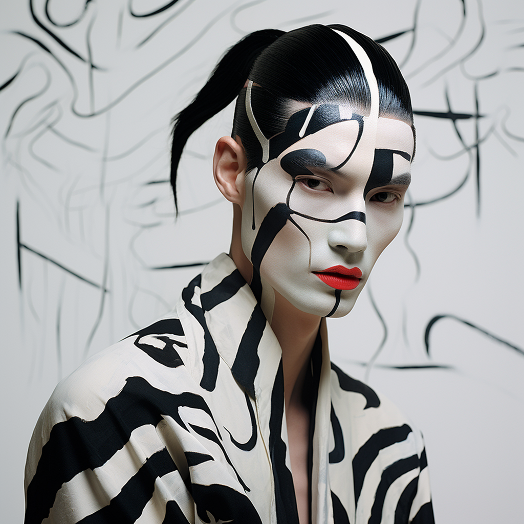 Kabuki Supermodel with Abstract Headpiece