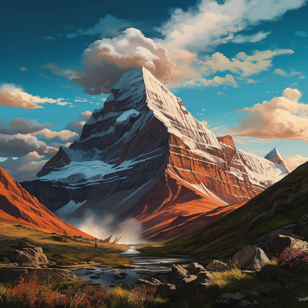 Beautiful digital painting of wide-angle Kailash shot