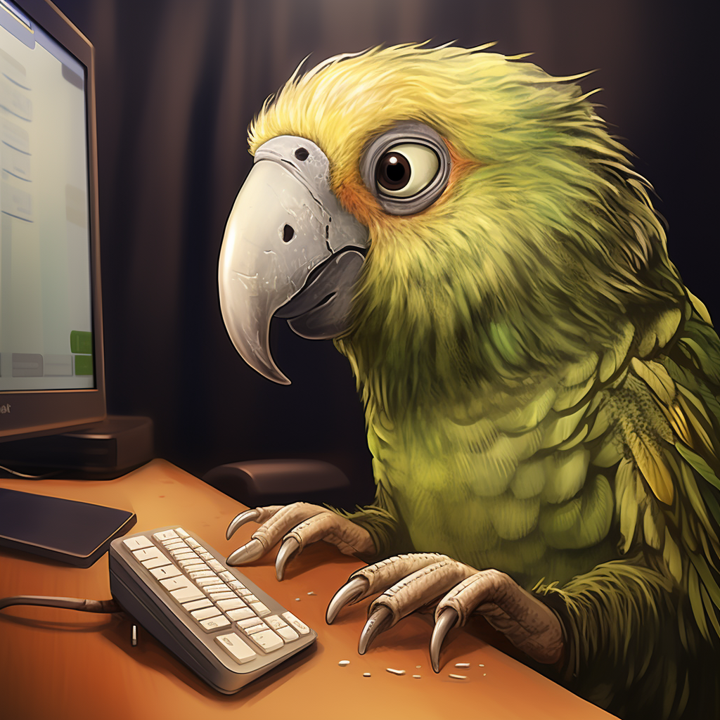 Adorable Kakapo Cartoon on Computer Designing