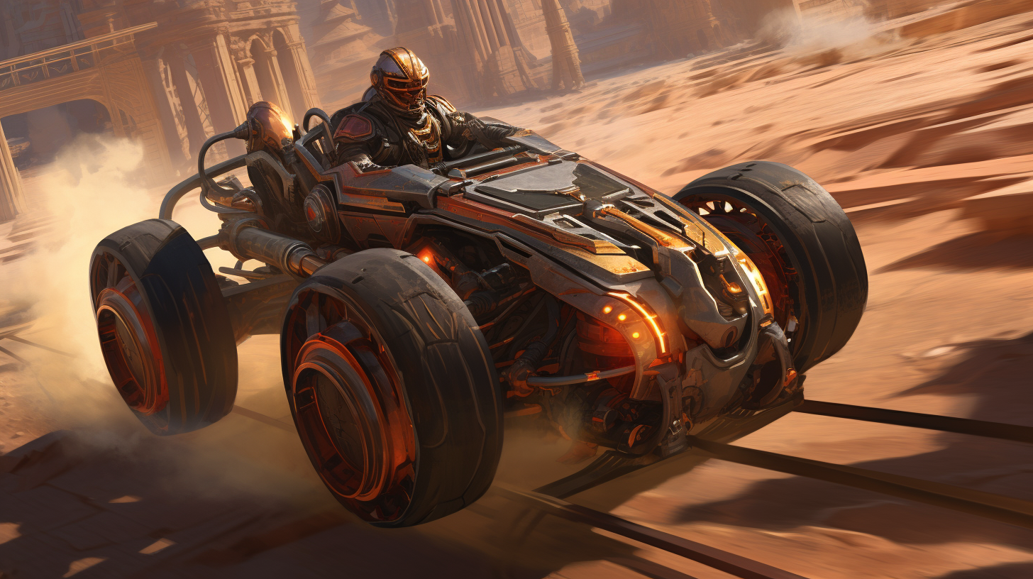 Mechanical artifact racing speeder on Kaladesh