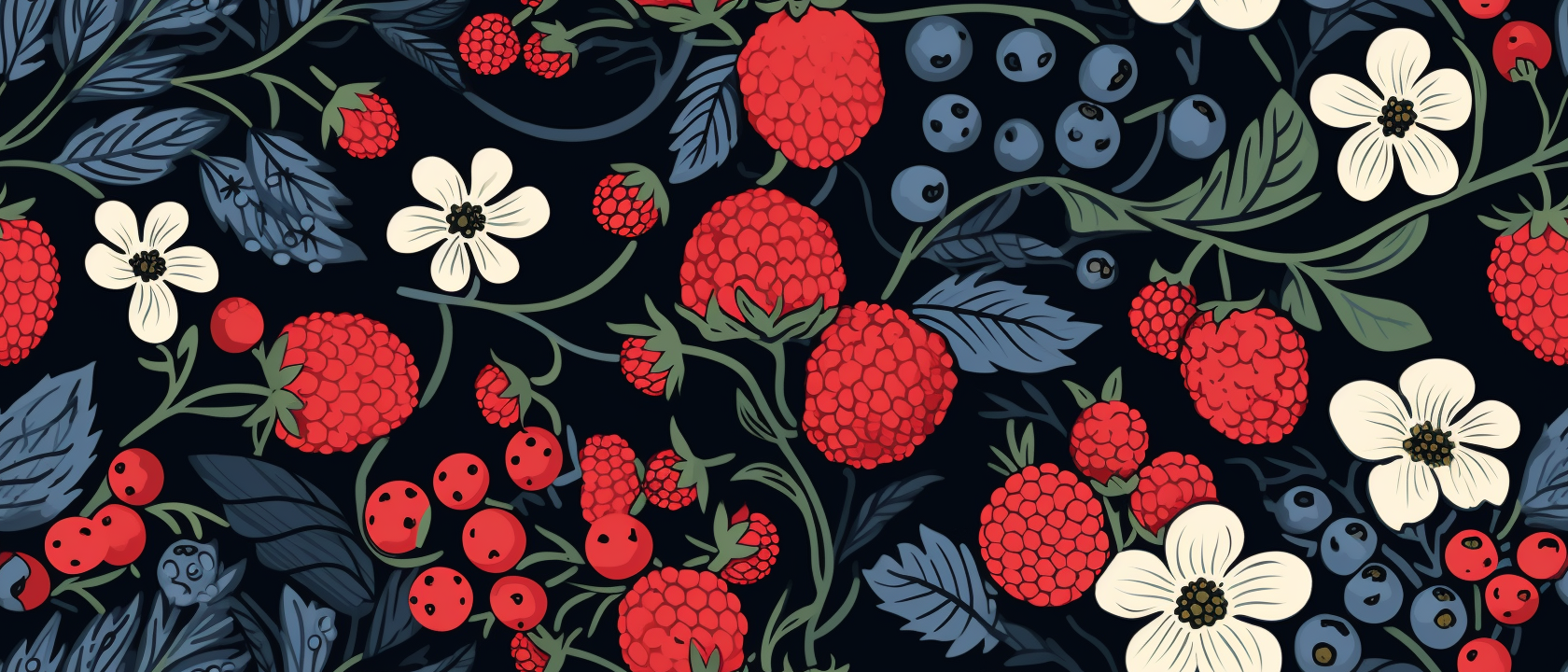 Colorful Kandinsky wallpaper with berries and flowers