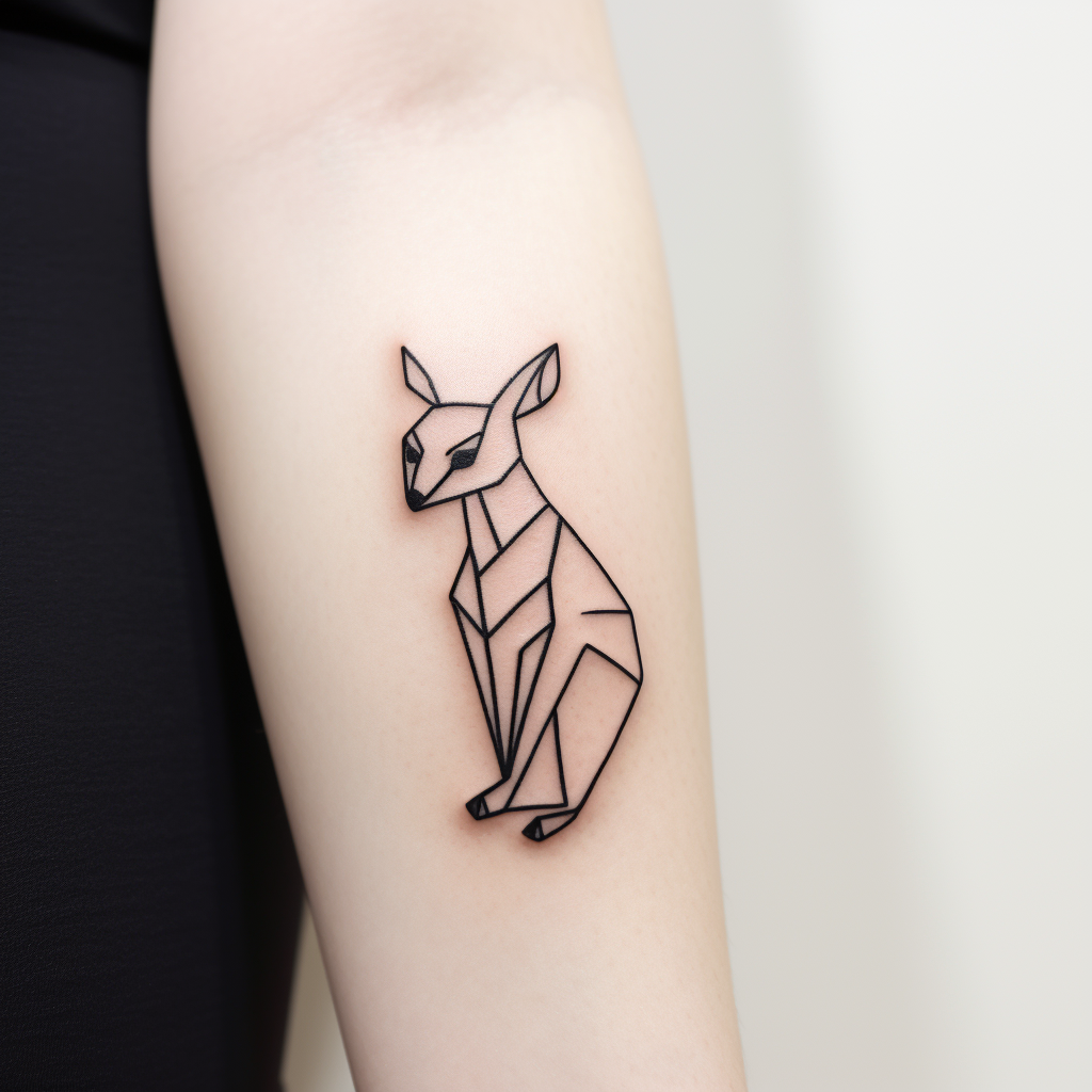 Kangaroo side lounging model tattoo