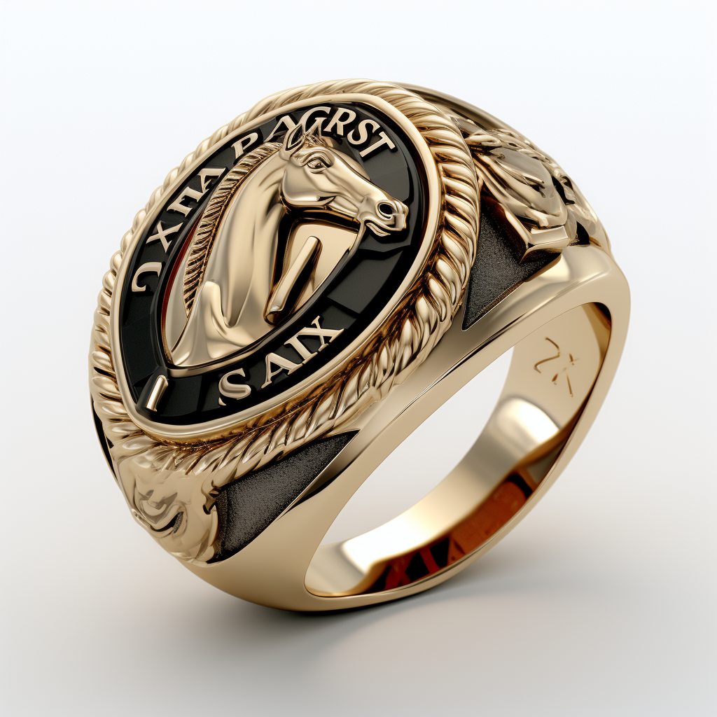 Class Ring with 10 Karat Gold and Horse Mascot