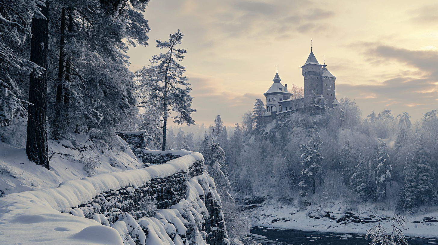 Winter scene of Karelian Castle