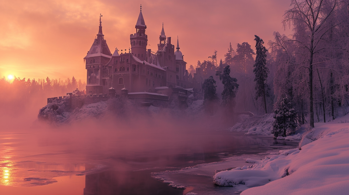 Winter landscape with Karelian Castle Palace