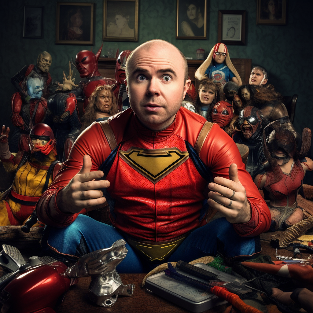 Karl Pilkington as Bullshitman in action