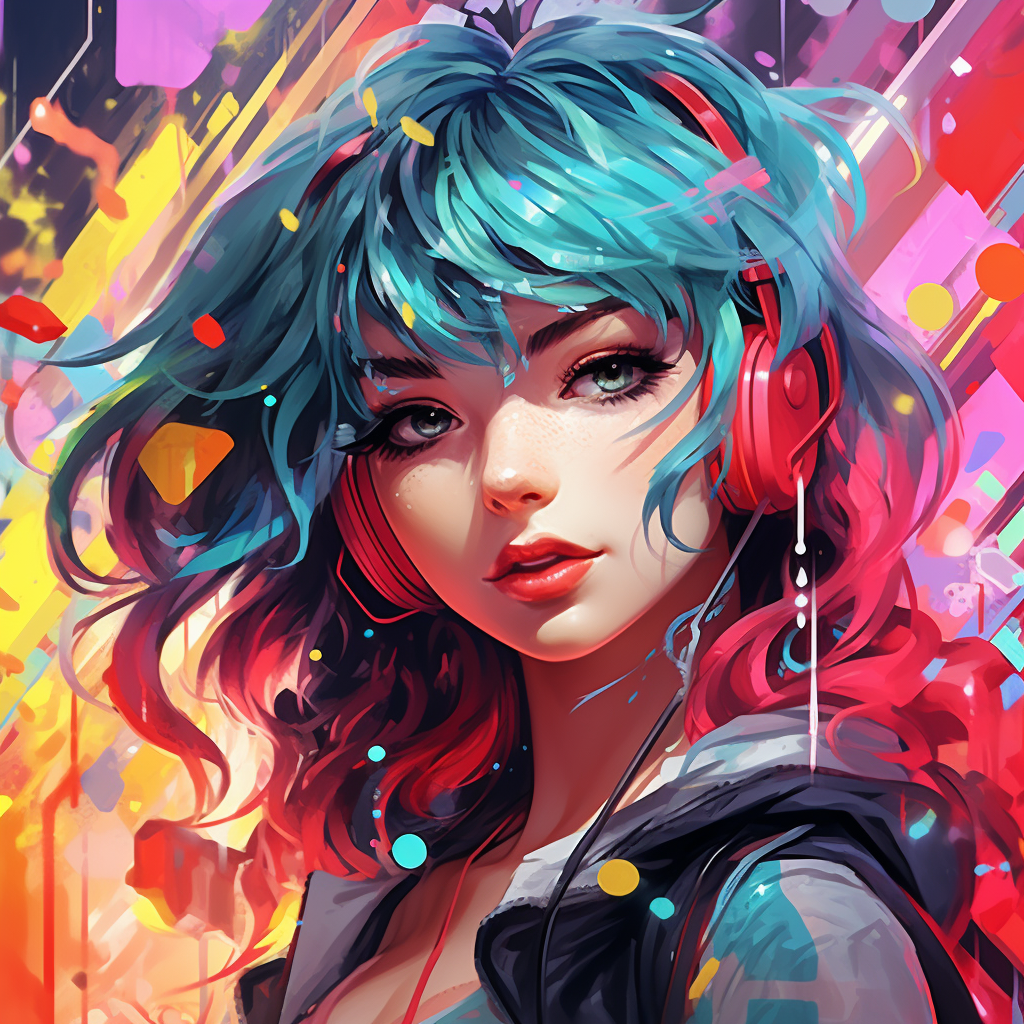 Karol G in colorful anime artwork