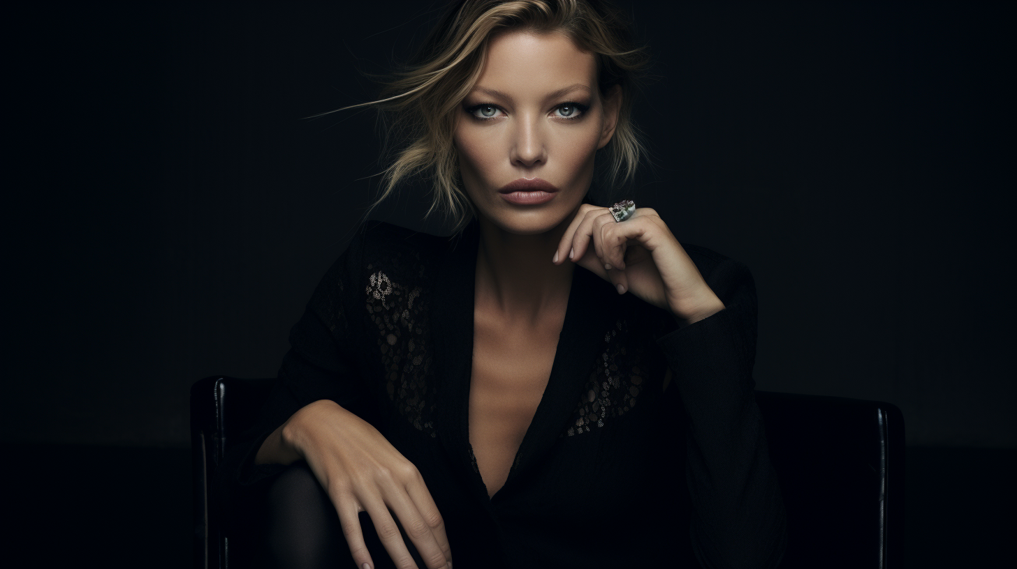 Kate Moss with captivating blue eyes