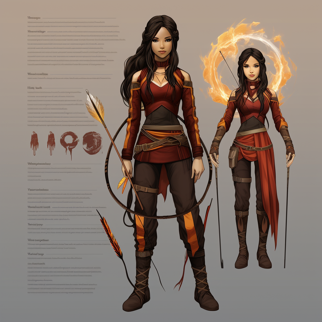 Katniss Everdeen in Avatar style character sheet