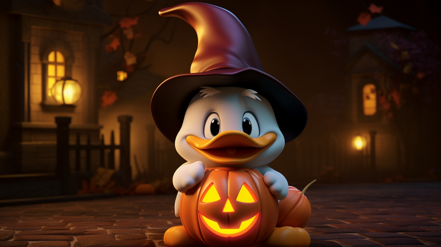 Cute baby duck in Halloween costume