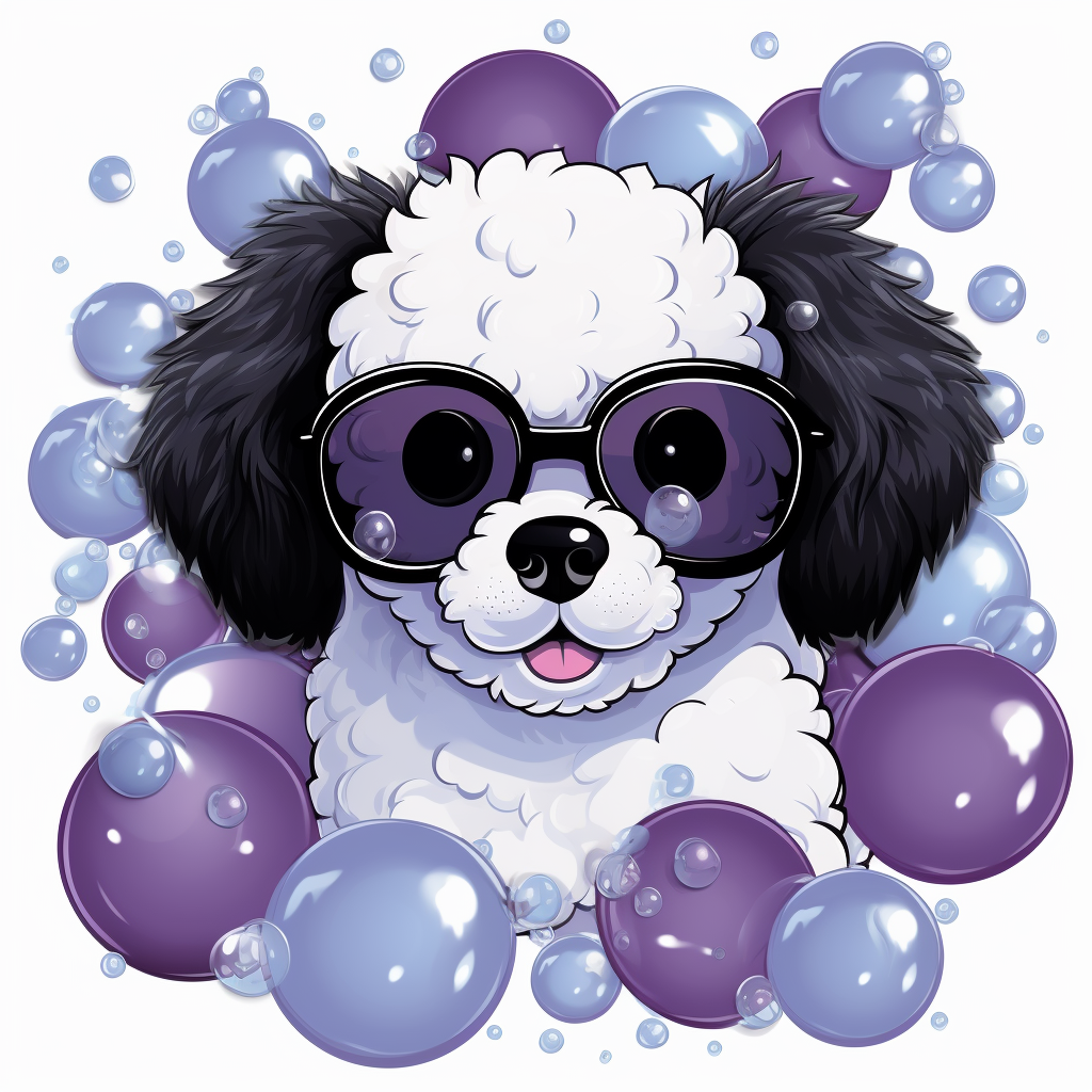 Cute plum fruit with sunglasses and bubbles