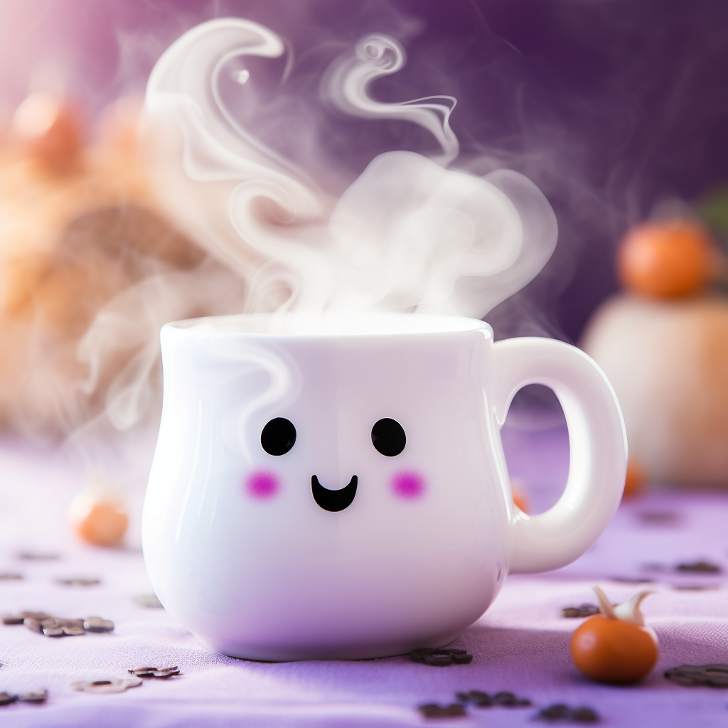 Kawaii ghost mug with ghost-shaped steam