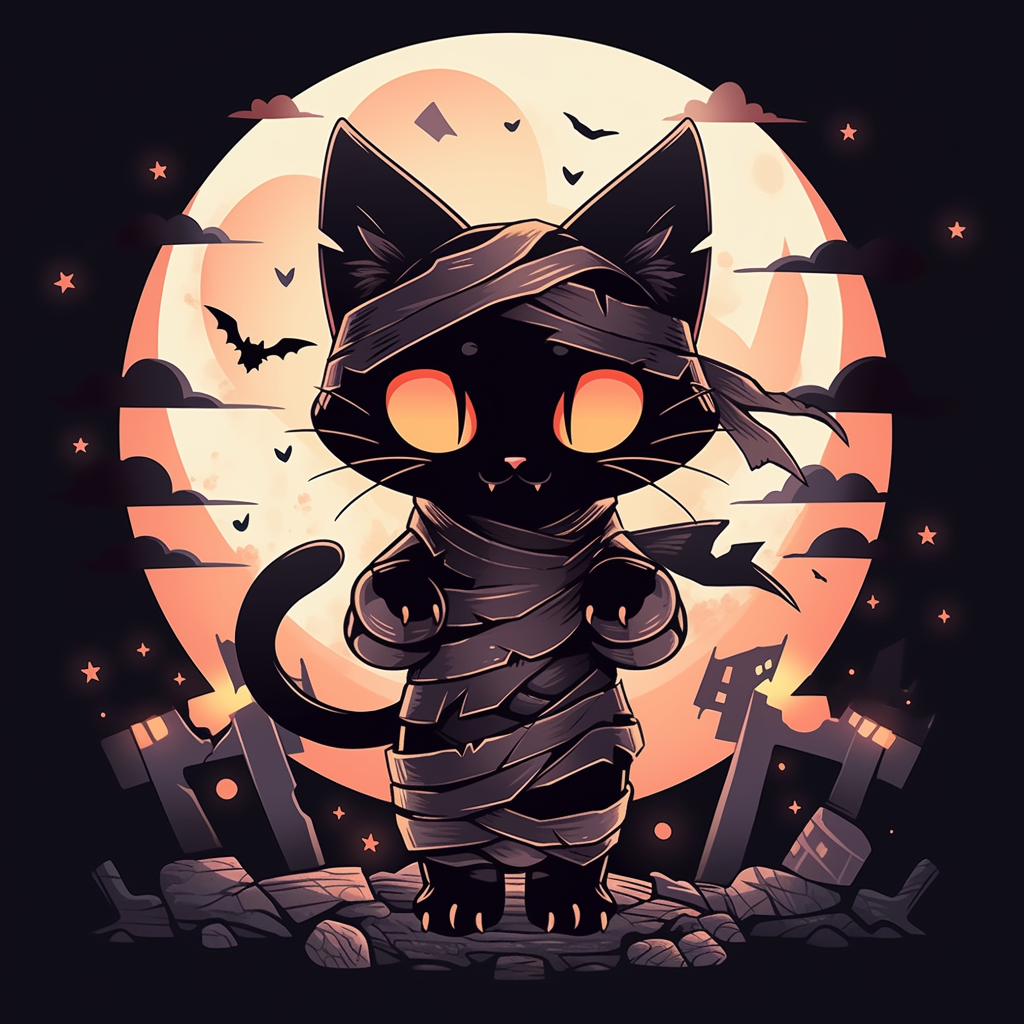 Cute Kawaii Halloween Mummy Cat