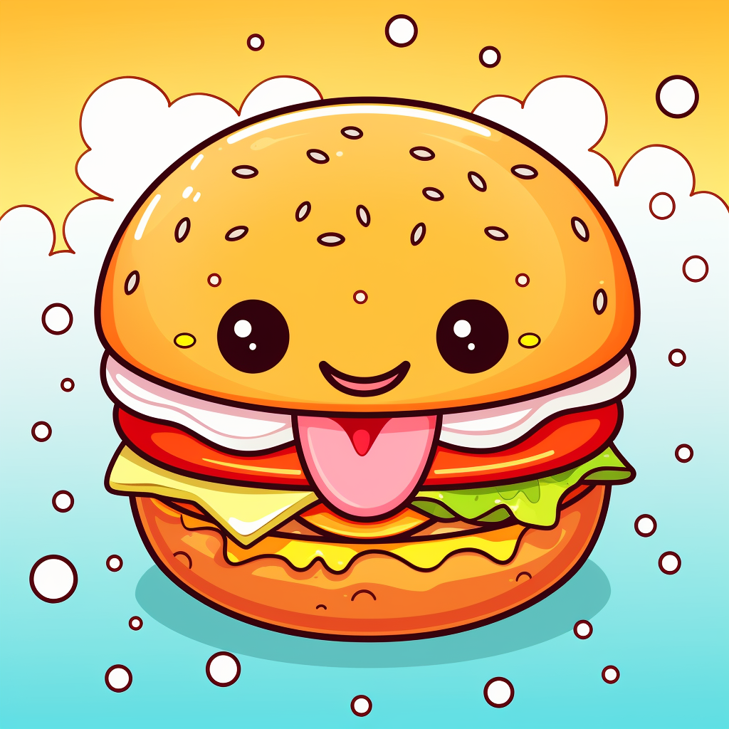 Cute hamburger outline drawing