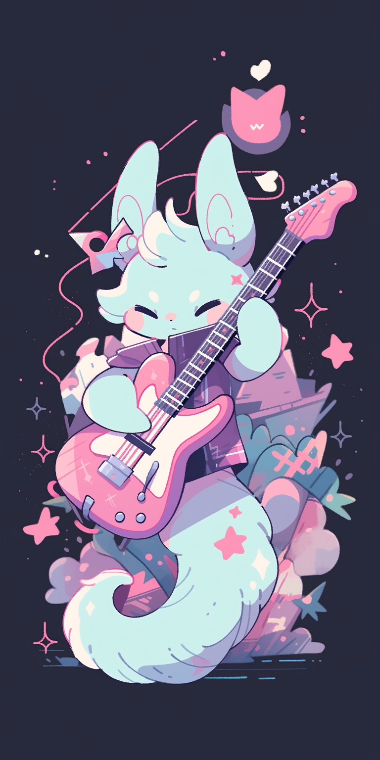 Cute magical guitar tshirt design