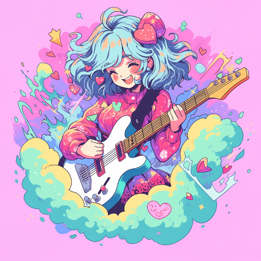 Cute magical guitar tshirt design