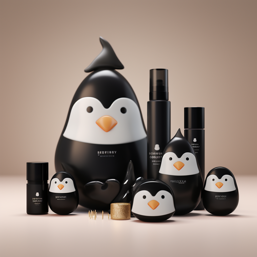 Adorable luxury beauty makeup featuring a kawaii penguin body