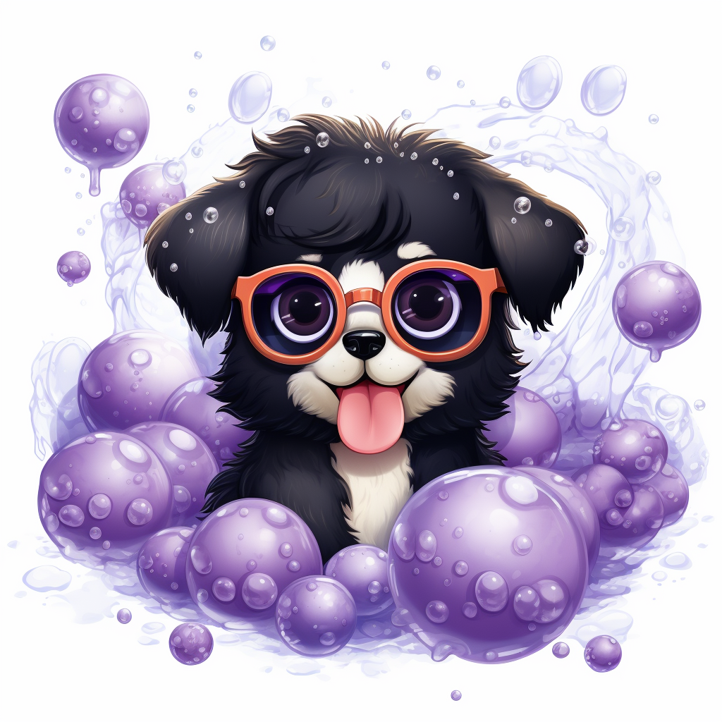 Plum Fruit with Sunglasses in Soapy Bubbles