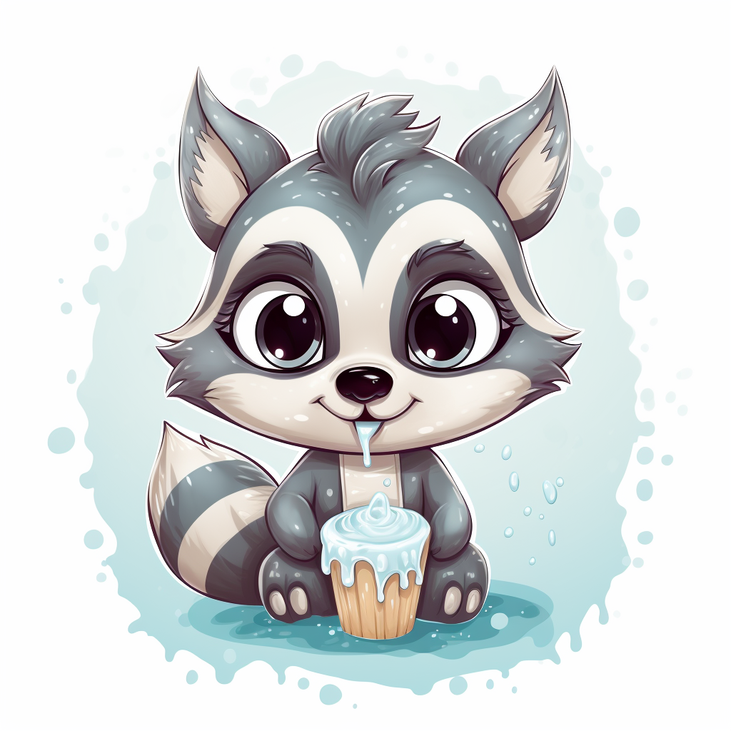 Adorable kawaii raccoon mascot for kids soap company