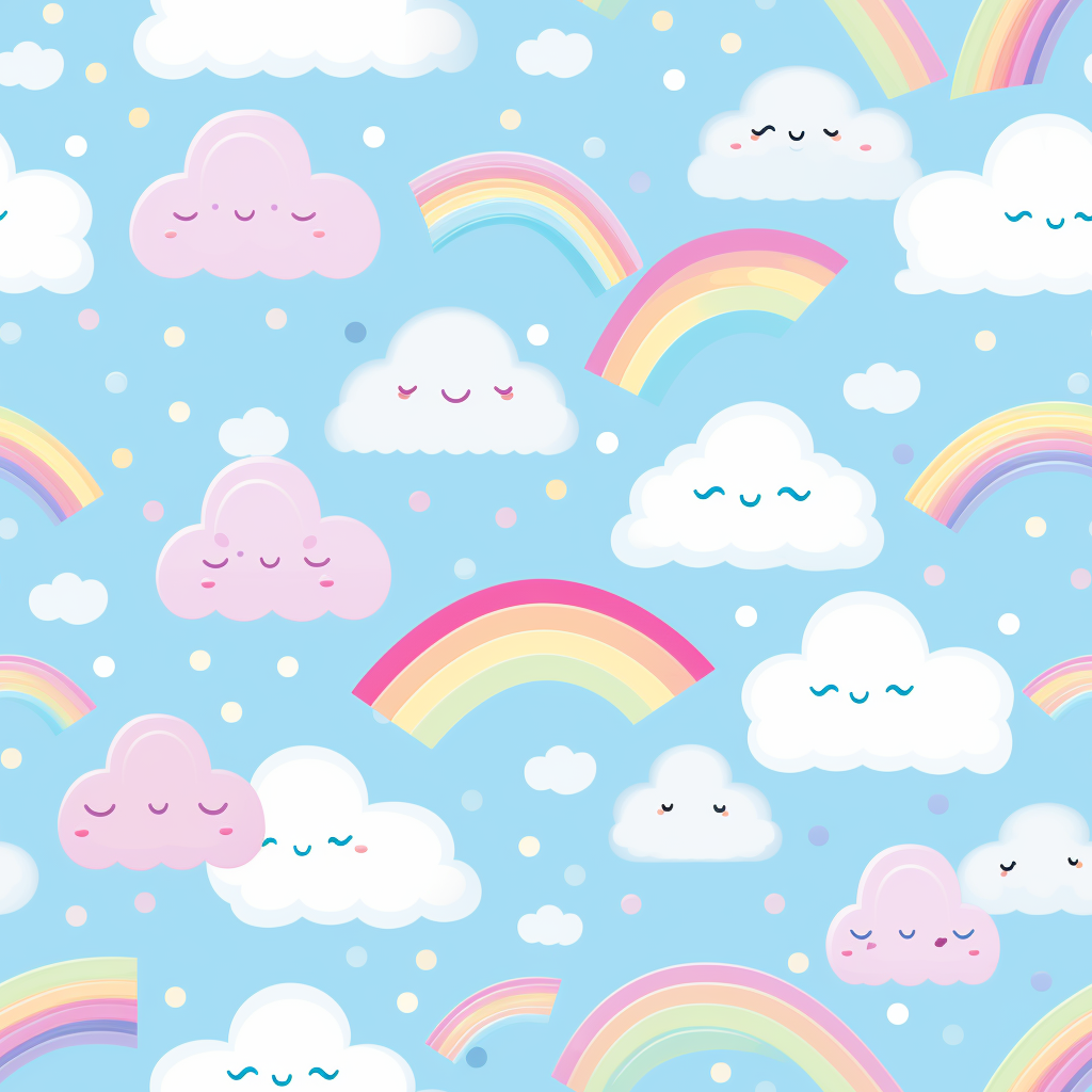 Colorful kawaii cloud pattern tile