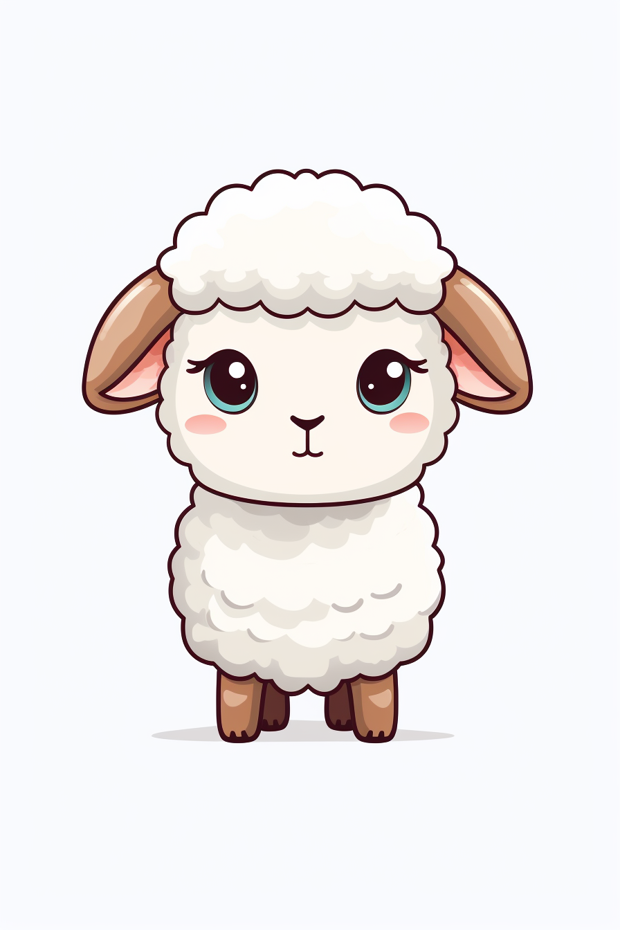 Cute kawaii sheep cartoon image