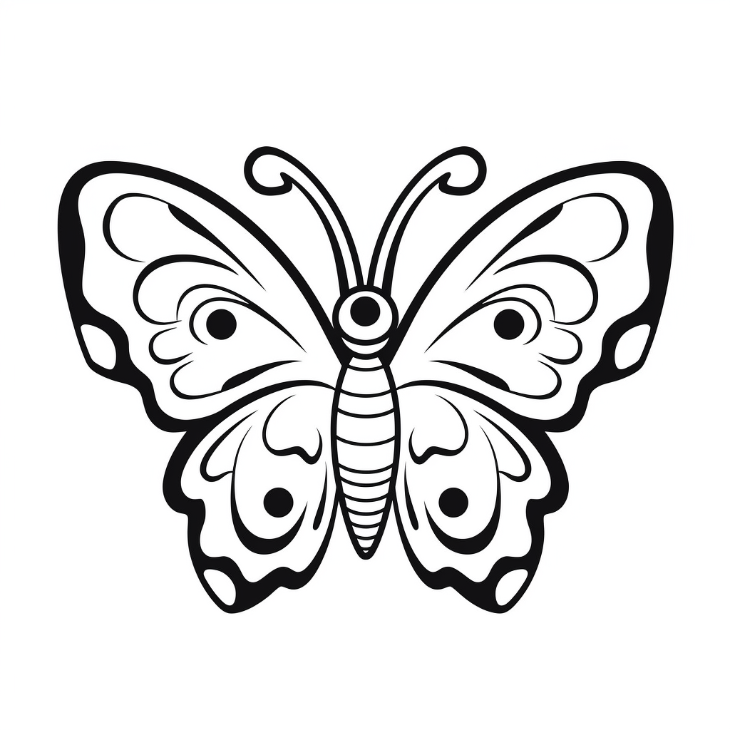 Kawaii Style Butterfly Coloring Page