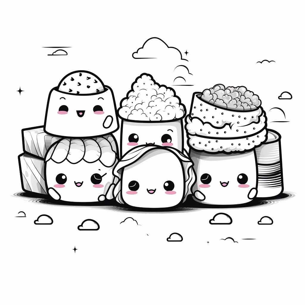 Kawaii style cute food sushi