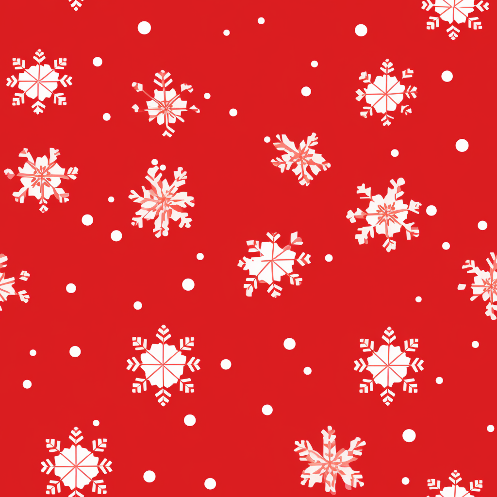 Cute white snowflakes on red background