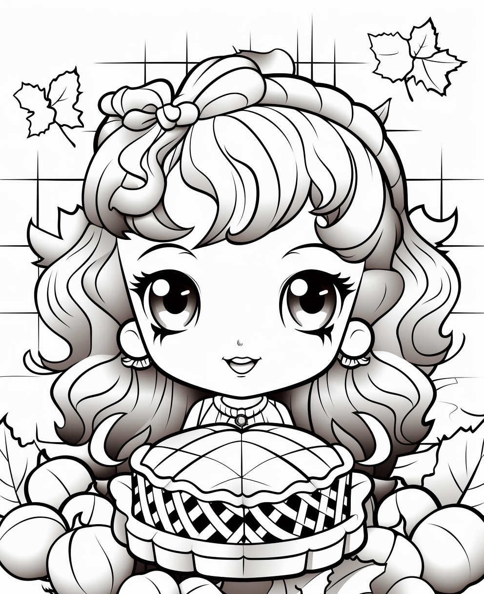 Adorable Thanksgiving lattice pie coloring page