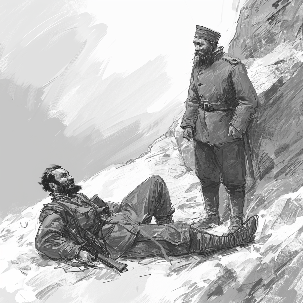 Kazakh hero and soldier talking