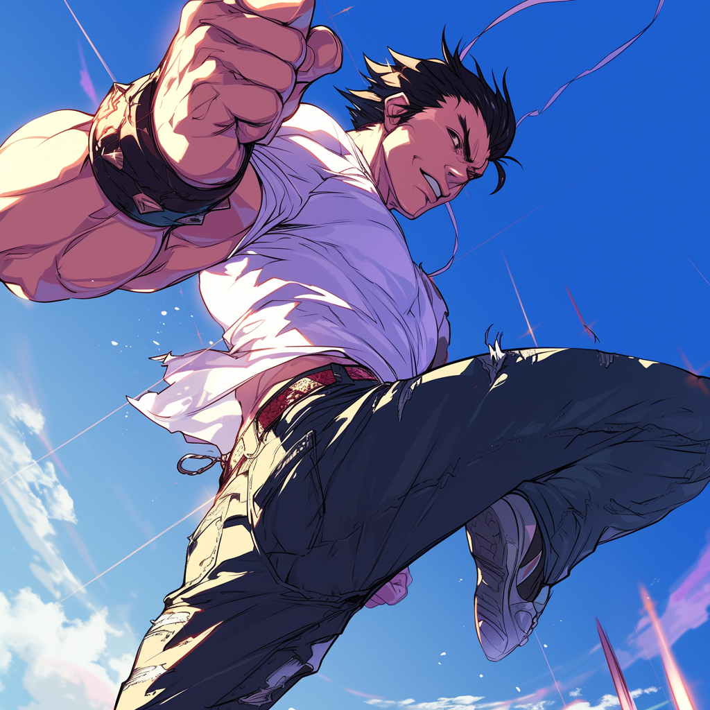 Kazuya Tekken Jumping Anime Cell