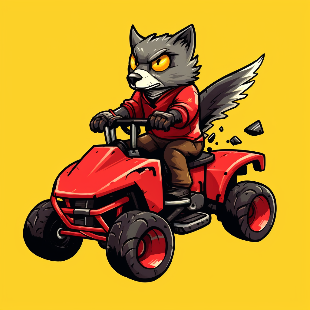 KC Wolf Mascot Riding ATV Sticker