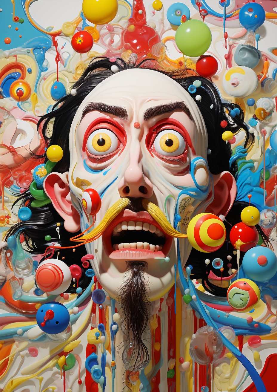 Artwork inspired by Keith Harrington, Dali, and Takashi Murakami