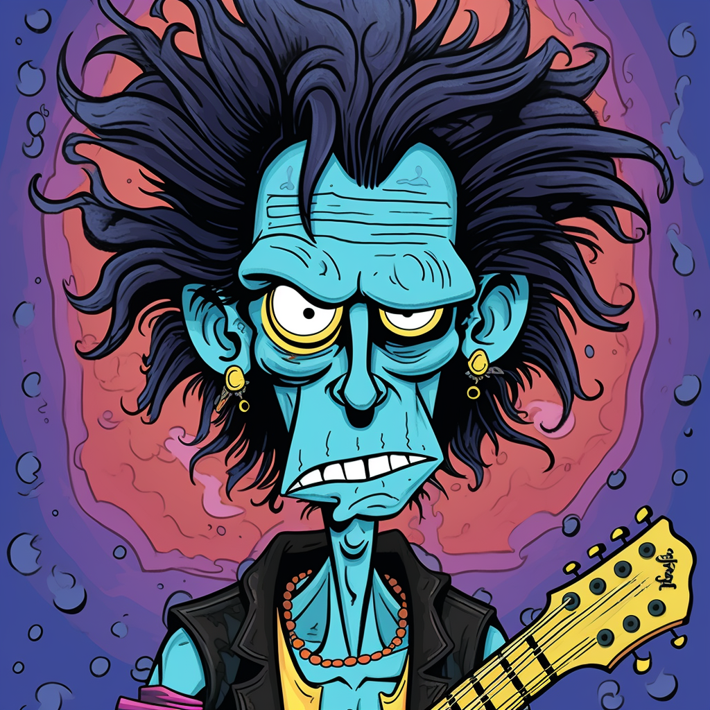 Cute Cartoon Keith Richards Blue Eyes