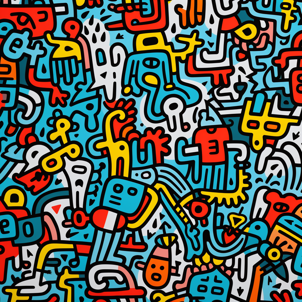 Colorful Keith Haring graffiti background